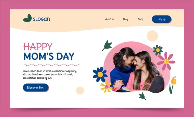 Flat mother's day landing page template