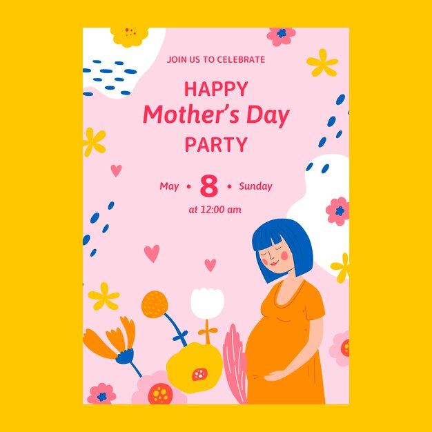 Flat mother's day poster template