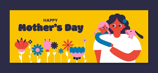 Flat mother's day social media cover template