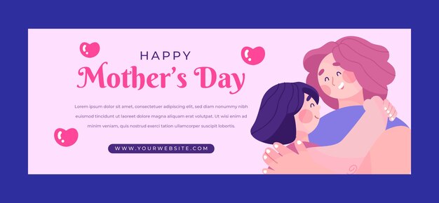 Flat mother's day social media cover template