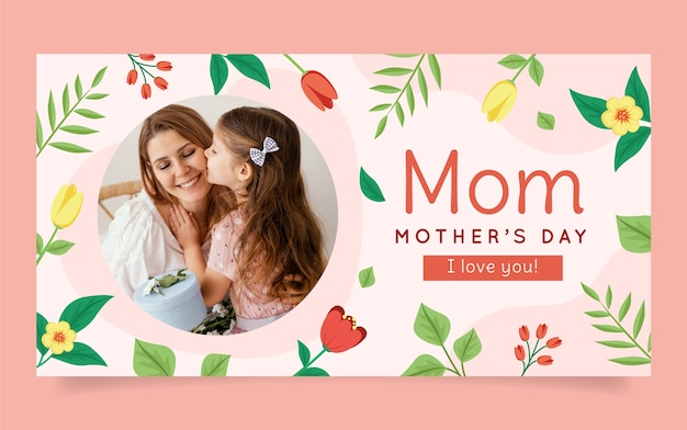 Flat mother's day social media post template