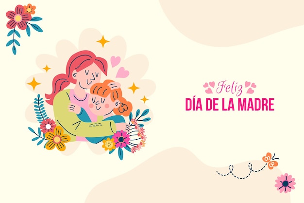 Flat mothers day background in spanish