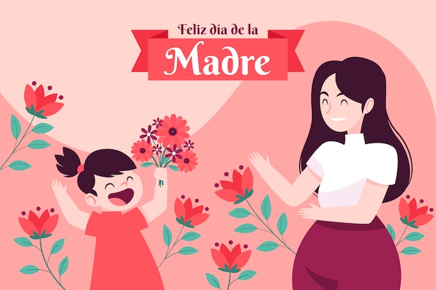 Flat mothers day background in spanish