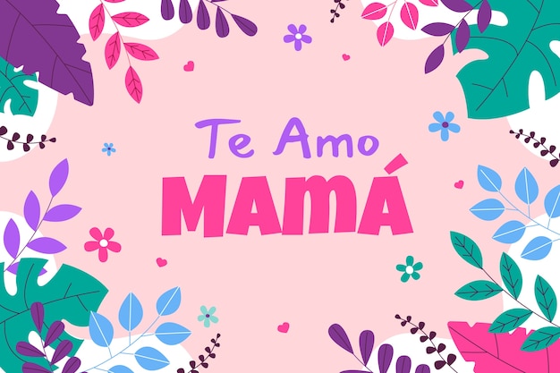 Flat mothers day background in spanish