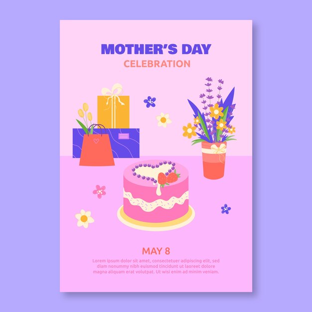 Flat mothers day flyer template