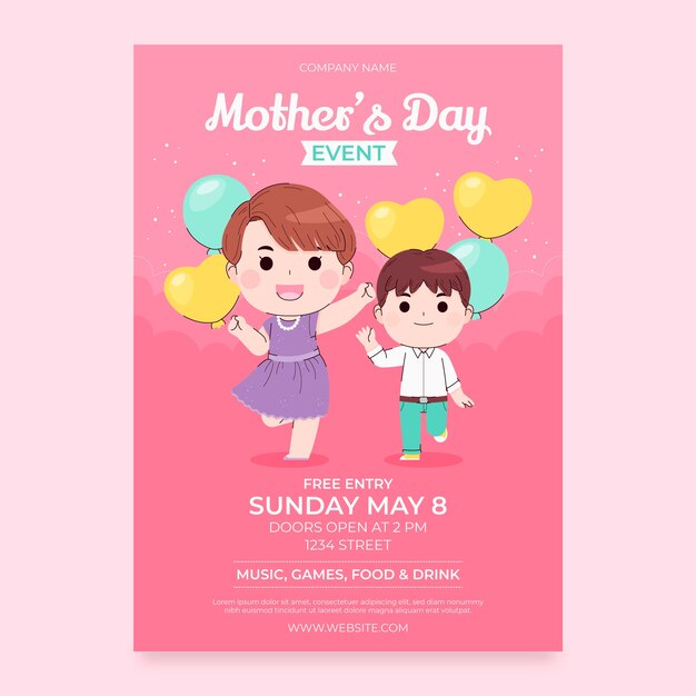 Flat mothers day flyer template