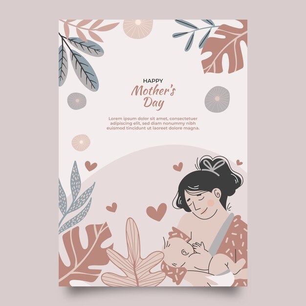 Flat mothers day flyer template