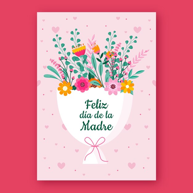 Flat mothers day greeting card template in spanish