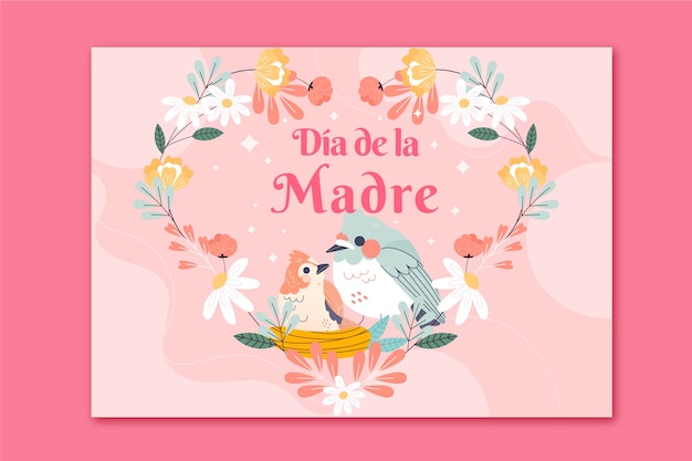 Free Vector flat mothers day greeting card template in spanish