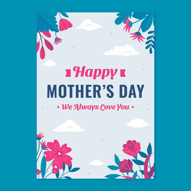 Flat mothers day greeting card template