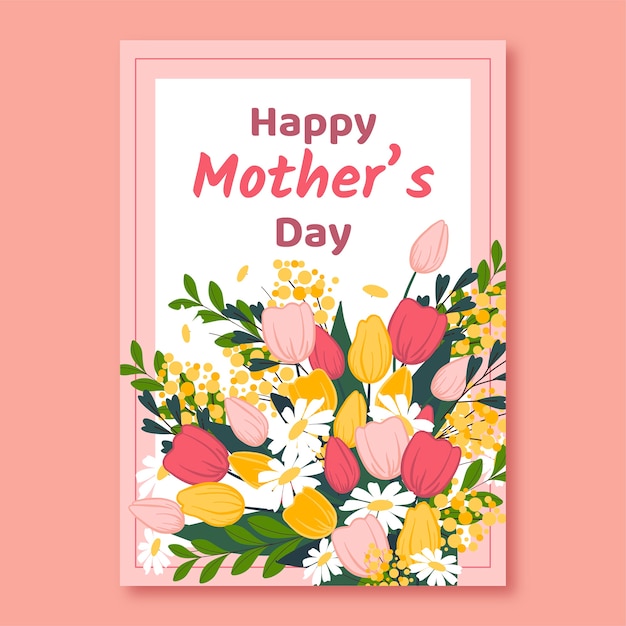 Free Vector flat mothers day greeting card template