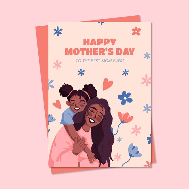 Flat mothers day greeting card template