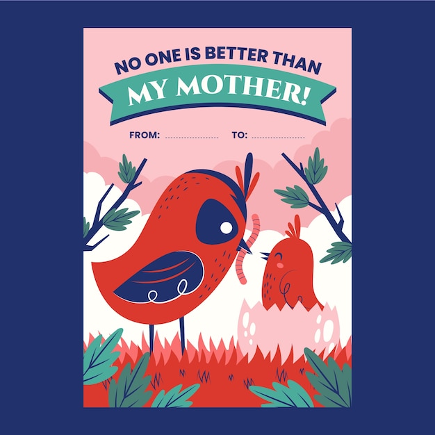 Free vector flat mothers day greeting card template