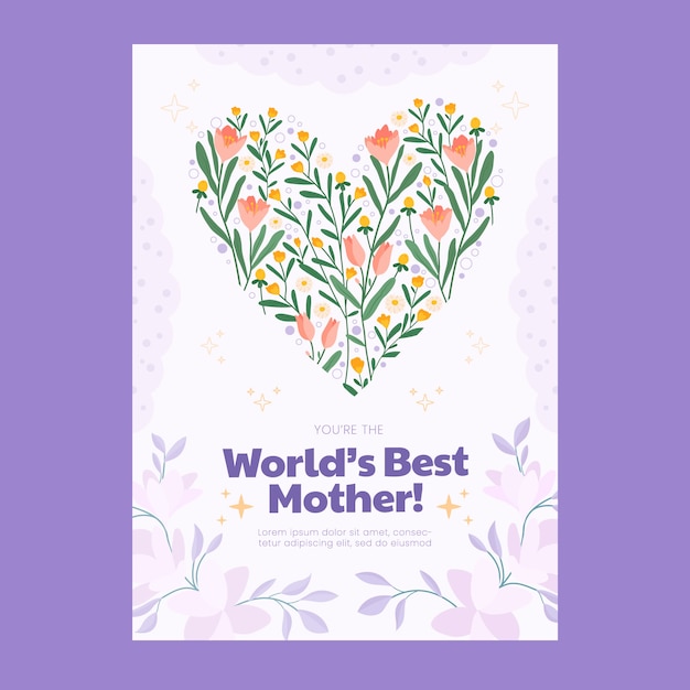 Free Vector flat mothers day greeting card template