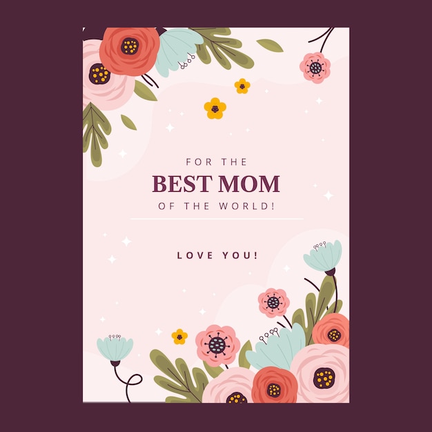 Free Vector flat mothers day greeting card template