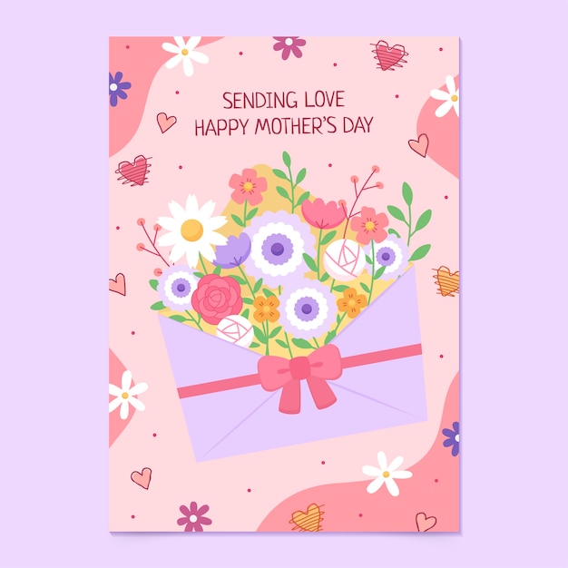 Flat mothers day greeting card template