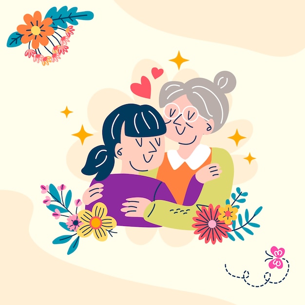 Flat mothers day illustration in spanish