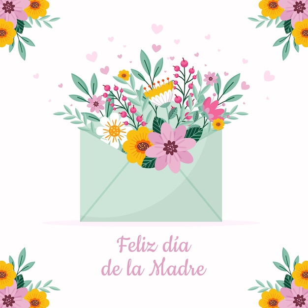 Flat mothers day illustration in spanish