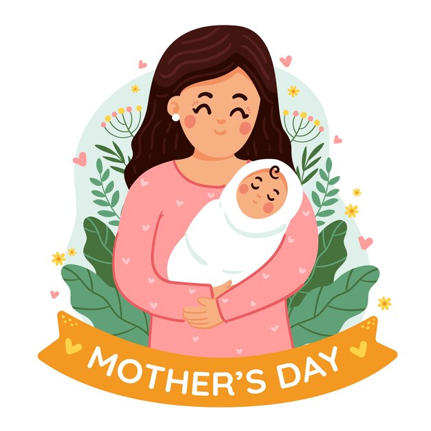 Flat mothers day illustration