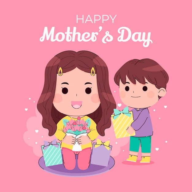 Flat mothers day illustration