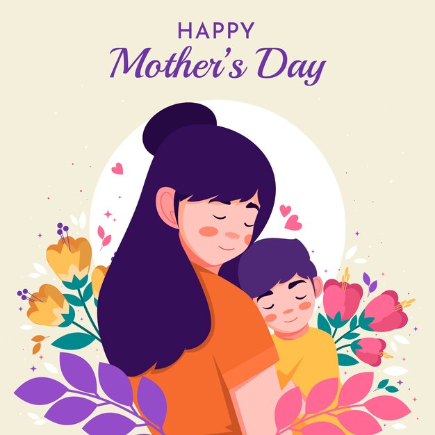 Flat mothers day illustration