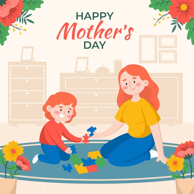 Free Vector flat mothers day illustration