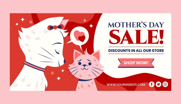 Flat mothers day sale horizontal banner template