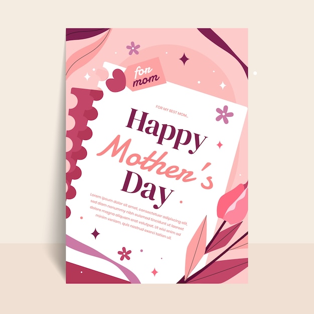 Free Vector flat mothers day vertical flyer template