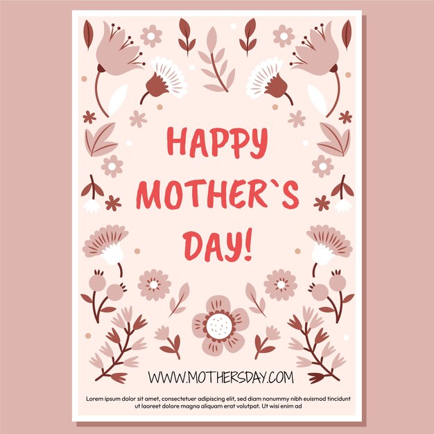 Free Vector flat mothers day vertical poster template