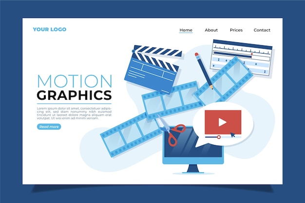 Free Vector flat motiongraphics landing page template