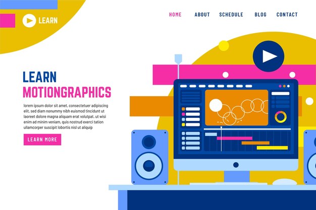 Flat motiongraphics landing page template