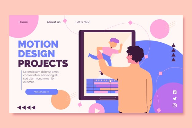 Flat motiongraphics landing page template