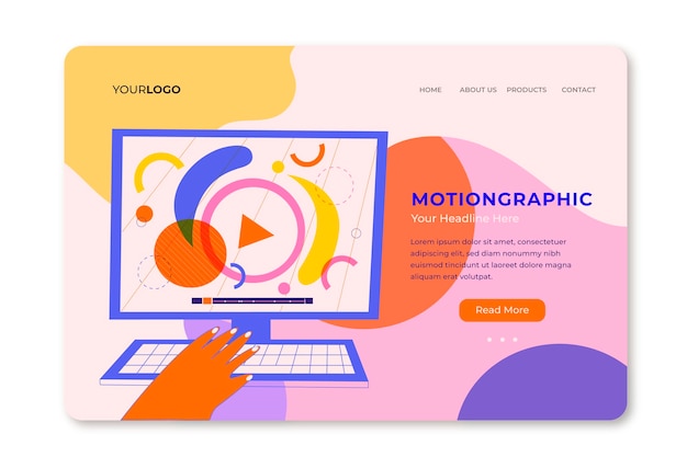 Free Vector flat motiongraphics landing page template