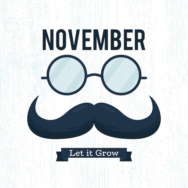 Free vector flat movember let it grow moustache