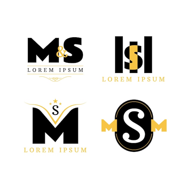 Free Vector flat ms logo template collection