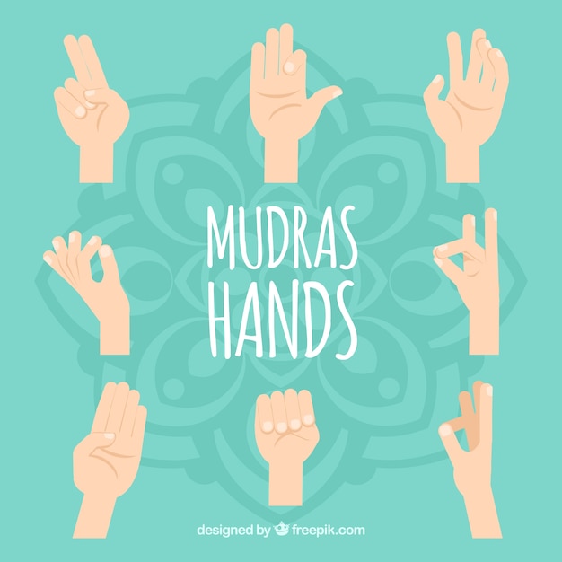 Free Vector flat mudras hands collection