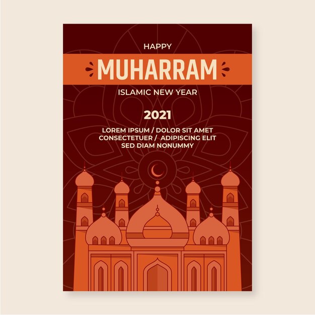 Flat muharram vertical poster template