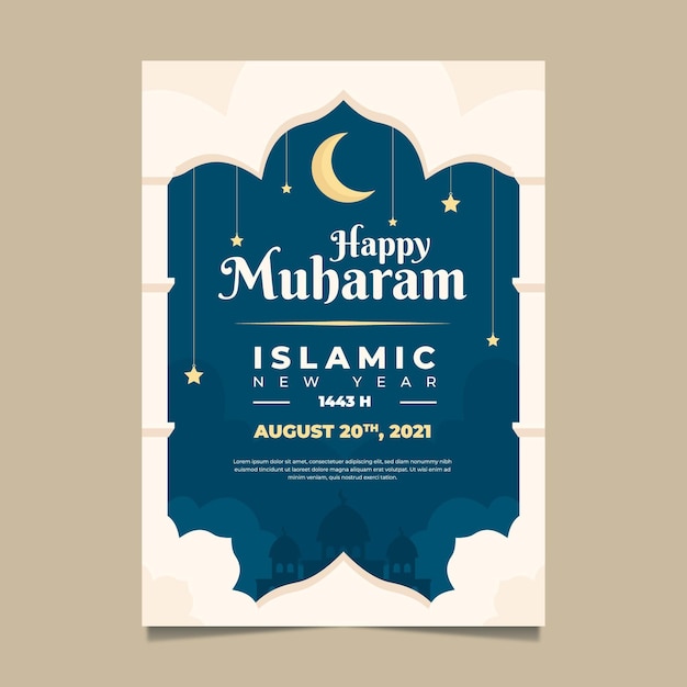 Flat muharram vertical poster template