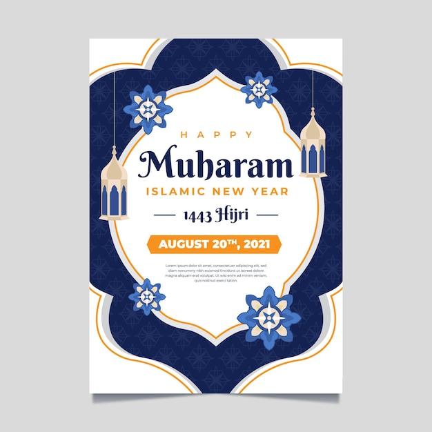 Flat muharram vertical poster template