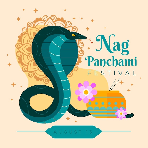 Free vector flat nag panchami illustration