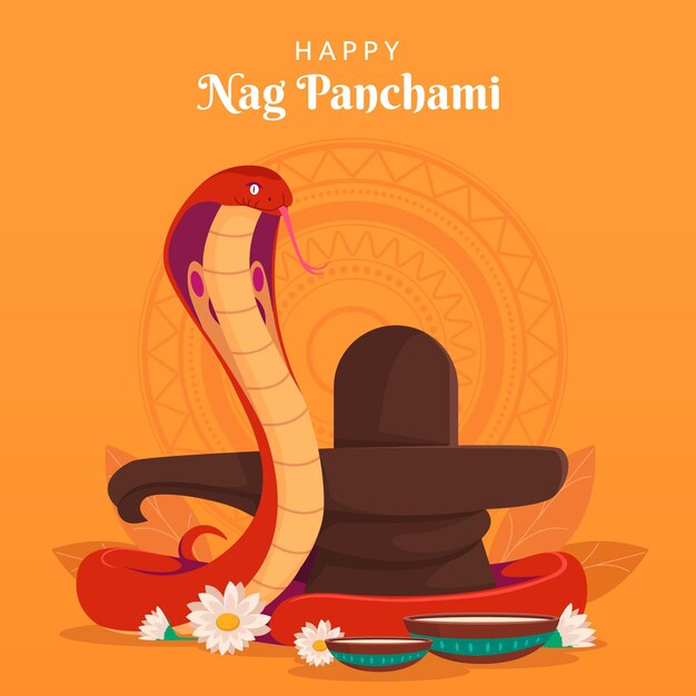 Flat nag panchami illustration