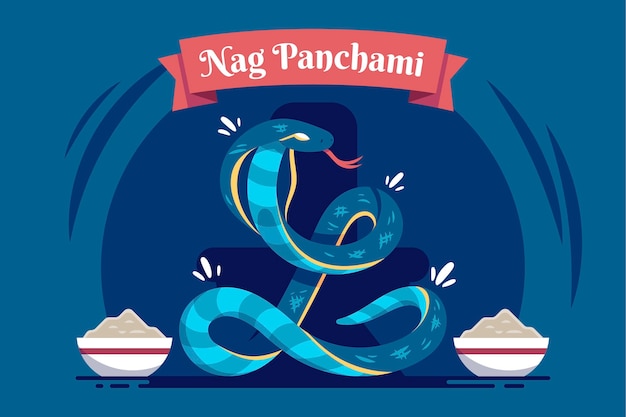 Flat nag panchami illustration