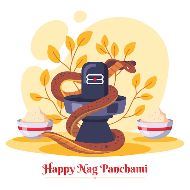 Free vector flat nag panchami illustration