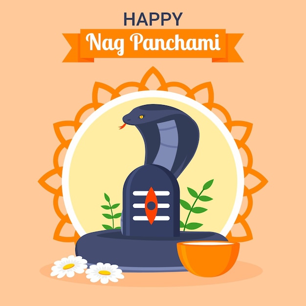 Flat nag panchami illustration