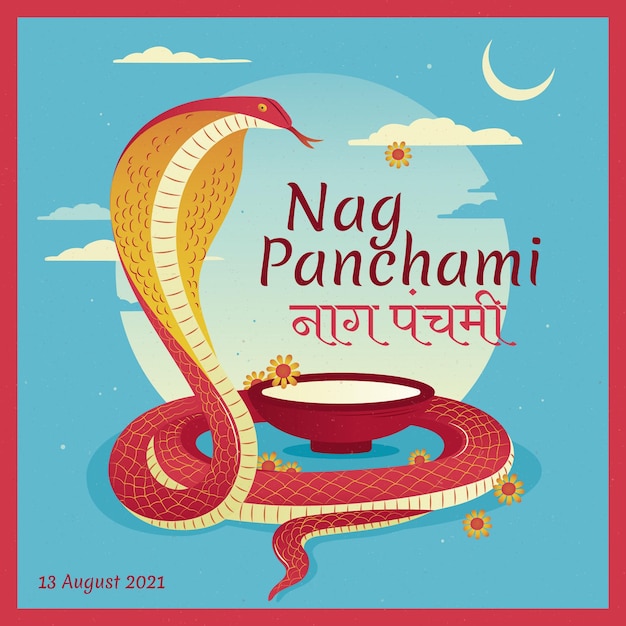 Flat nag panchami illustration