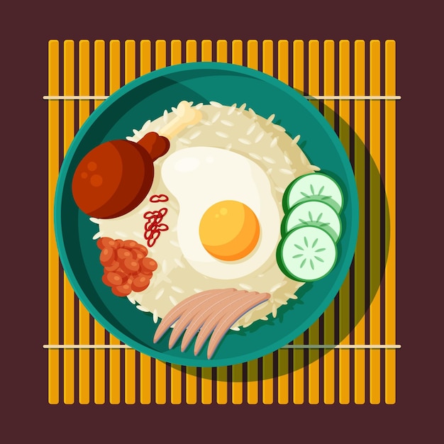 Flat nasi lemak illustration