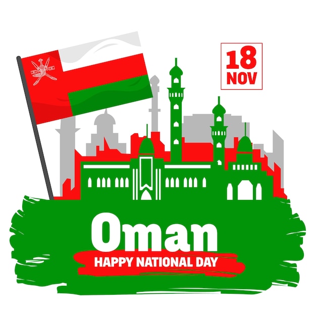 Free vector flat national day of oman with palace