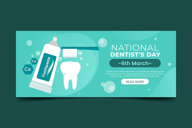 Free Vector flat national dentist's day horizontal banner