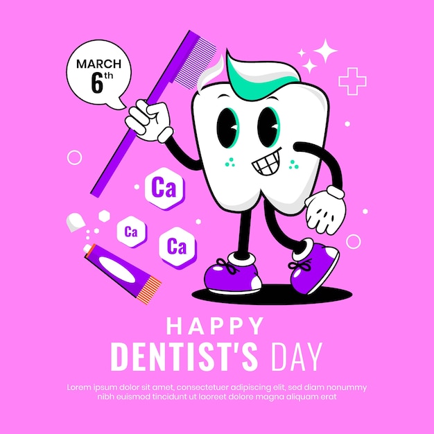 Flat national dentist's day illustration with tooth