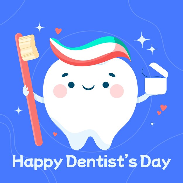 Flat national dentist's day illustration